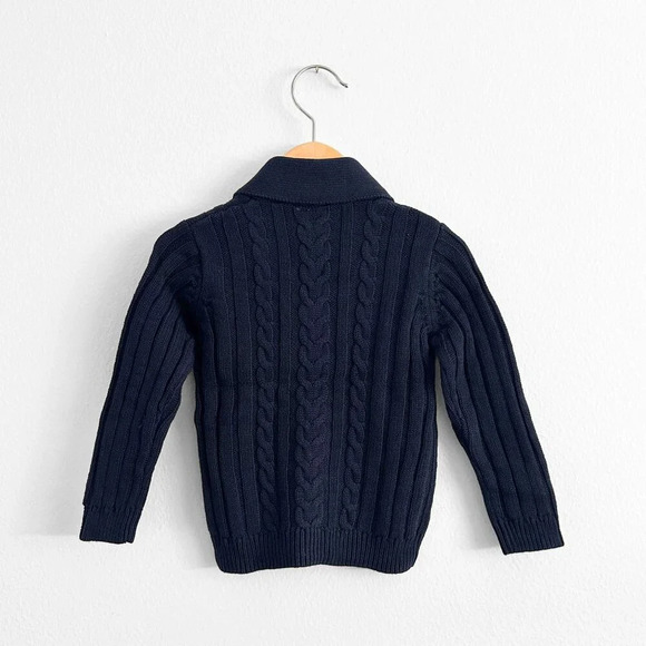 NWT Cute Boys Knitted Sweater Comfy & Warm Long Sleeve Button Down Navy 3-6M - Picture 2 of 2